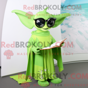 Lime Green Manta Ray mascot...