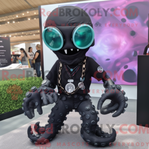 Sort Kraken maskot kostume...