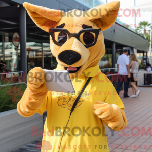 Gold Dingo mascot costume...