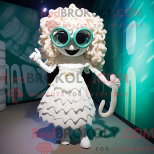 Hvid Medusa maskot kostume...