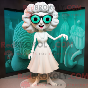 Hvid Medusa maskot kostume...