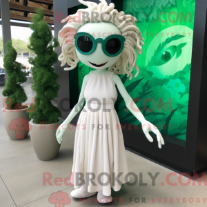 Hvid Medusa maskot kostume...