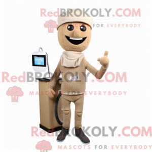 Beige Unicyclist mascot...