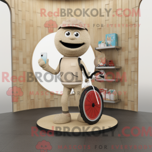 Beige Unicyclist maskot...