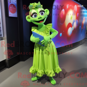 Lime Green Mime mascot...