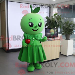 Grøn Cherry maskot kostume...