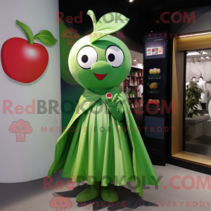 Grøn Cherry maskot kostume...
