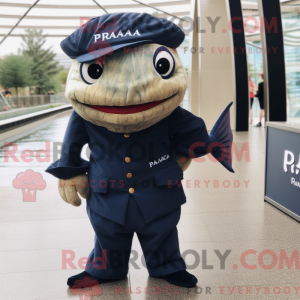 Navy Piranha mascot costume...