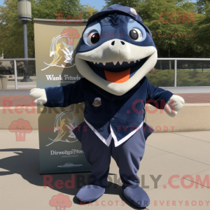 Navy Piranha mascot costume...