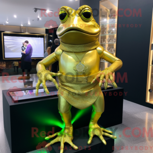 Gold Frog mascot costume...