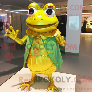 Postava maskota zlaté žáby...
