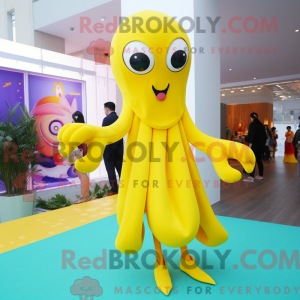 Gul blæksprutte maskot...