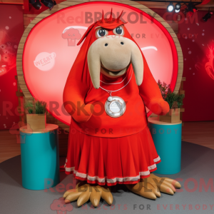 Red Walrus mascot costume...