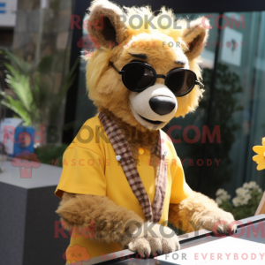Gold Hyena mascot costume...