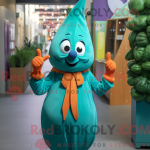 Teal Carrot mascot costume...