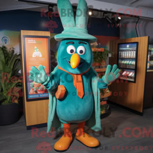 Teal Carrot mascot costume...