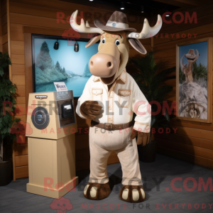 Cream Moose mascot costume...