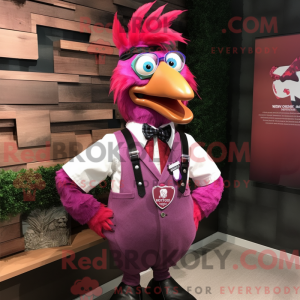 Magenta hane maskot kostume...