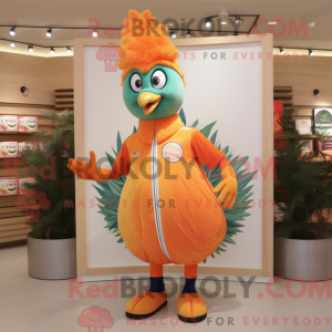 Peach Peacock mascot...