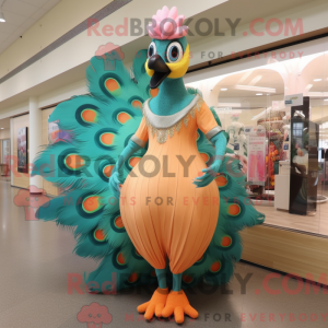 Peach Peacock mascot...