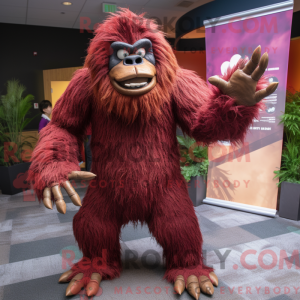 Maroon Sasquatch mascot...