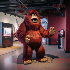 Maroon Sasquatch mascot...