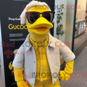 Yellow Quail mascot costume...