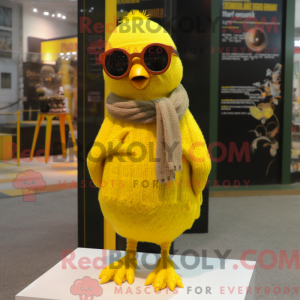 Yellow Quail mascot costume...