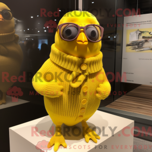 Yellow Quail mascot costume...