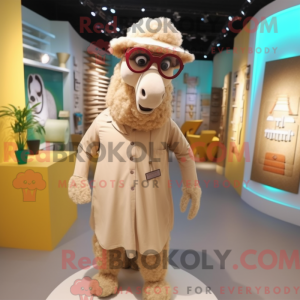 Beige Camel maskot kostume...