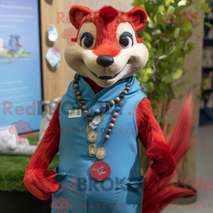 Red Weasel maskot kostume...