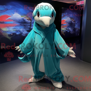Blågrøn Dolphin maskot...