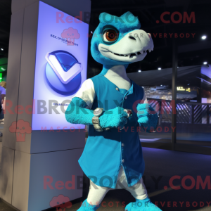 Cyan Deinonychus maskot...