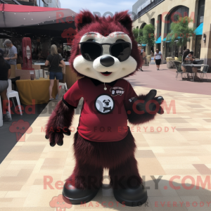 Maroon Skunk mascot costume...