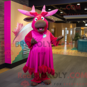 Magenta Elk maskot kostume...