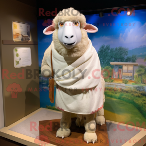 Cream Merino Sheep maskot...