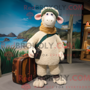 Cream Merino Sheep mascot...