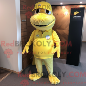 Gul krokodille maskot...