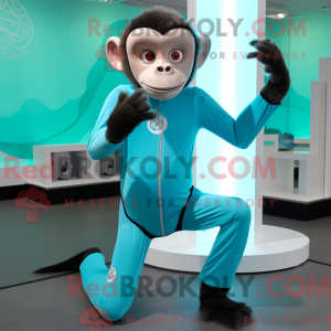 Cyan Capuchin Monkey maskot...