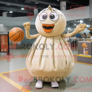 Beige basketbollmaskot...