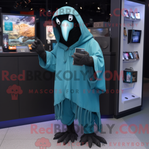 Cyan Crow mascot costume...