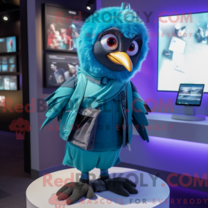 Cyan Crow mascot costume...