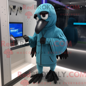 Cyaan Crow-mascottekostuum...