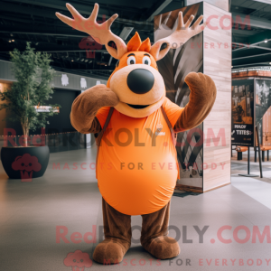 Orange Elk maskot kostume...