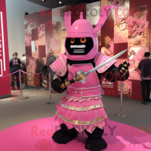 Pink Samurai mascot costume...