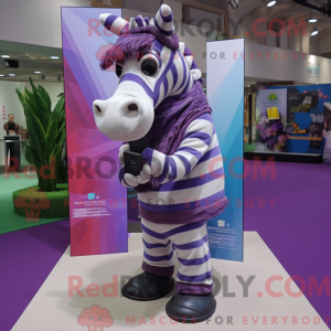Paars zebra-mascottekostuum...