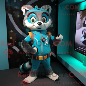 Turquoise Raccoon mascot...
