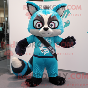 Turquoise Raccoon mascot...