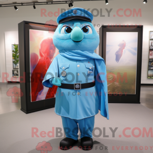Cyan Police Officer mascot...