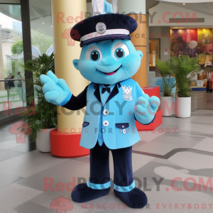 Cyan Police Officer mascot...